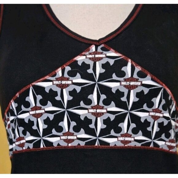 Harley Davidson Tank Top Womens Vintage Sleeveless Medium Logo Black Tee 94554 - Picture 2 of 9